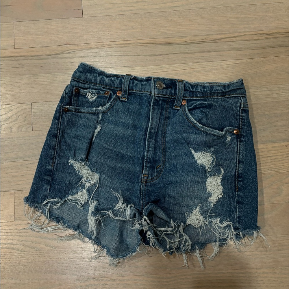 Abercrombie & Fitch Blue Jean Shorts Distressed Frayed Hem